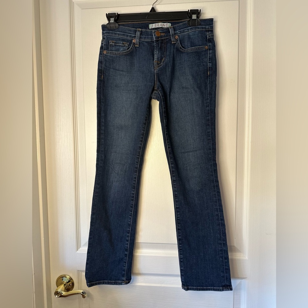 J Brand Dark Blue Straight Leg Jeans 7/8, EUC